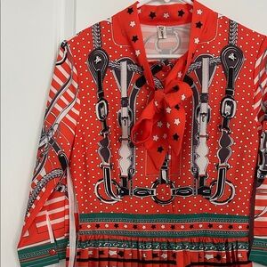 Vintage Stylish Orange Patterned Dress